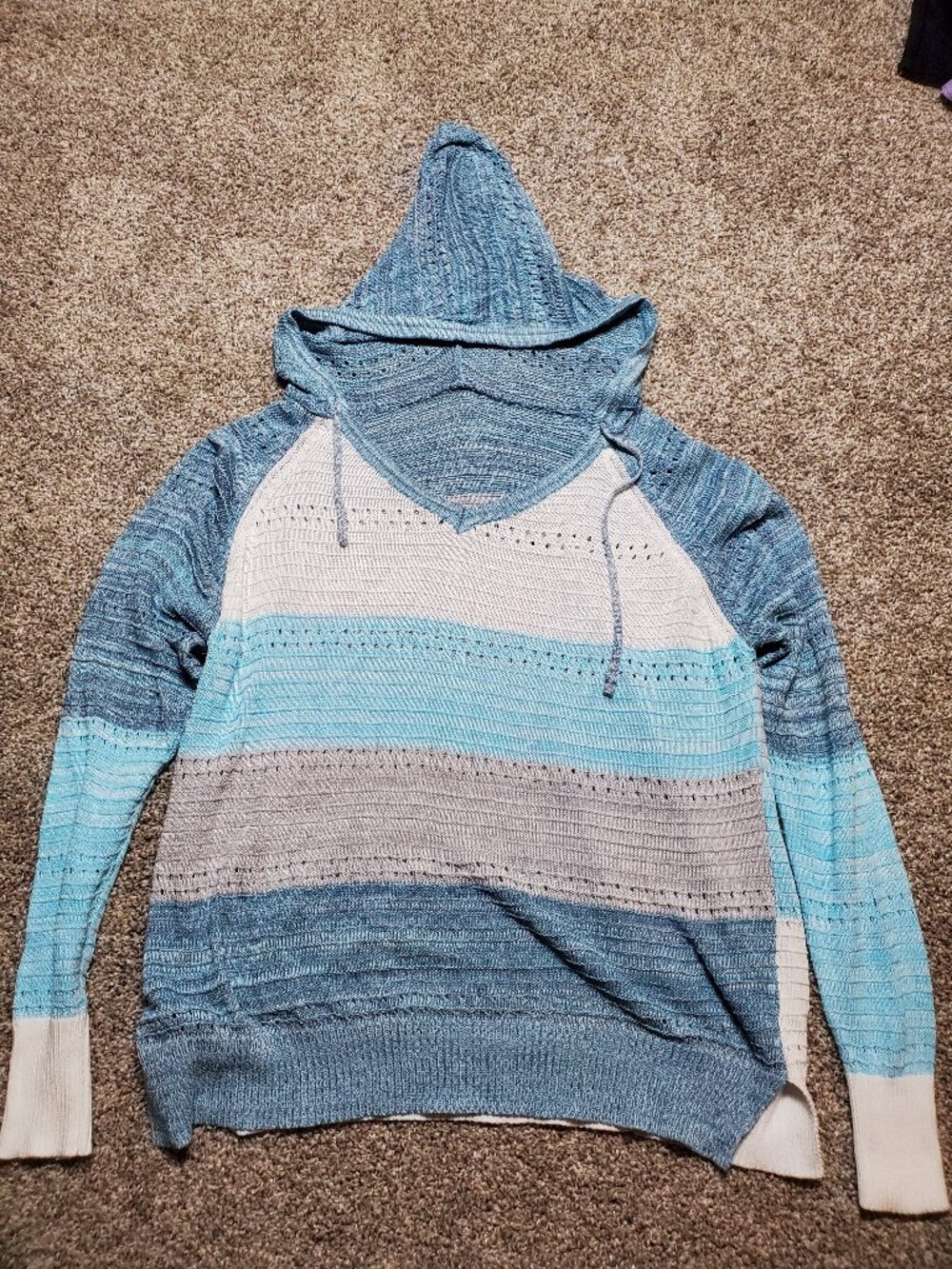 Women's Light Hooded Sweater Cotton Polyester Blend Size Small Medium